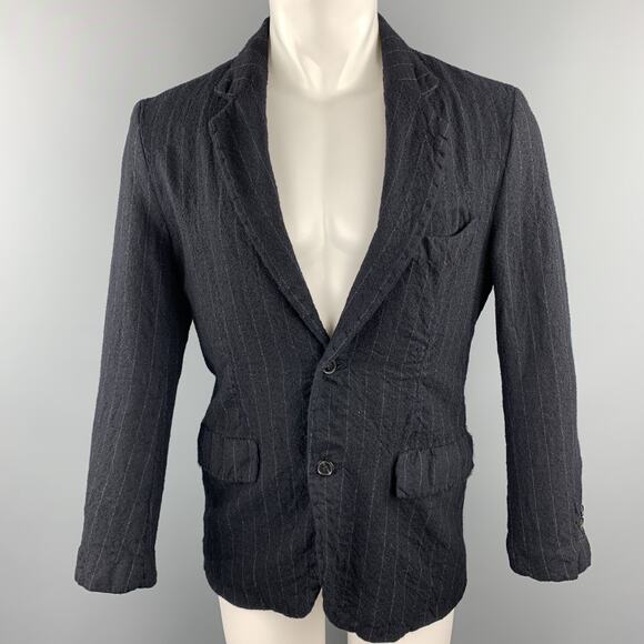 08SIRCUS Size 38 Navy Chalkstripe Wool Notch Lapel Jacket - Picture 1 of 6